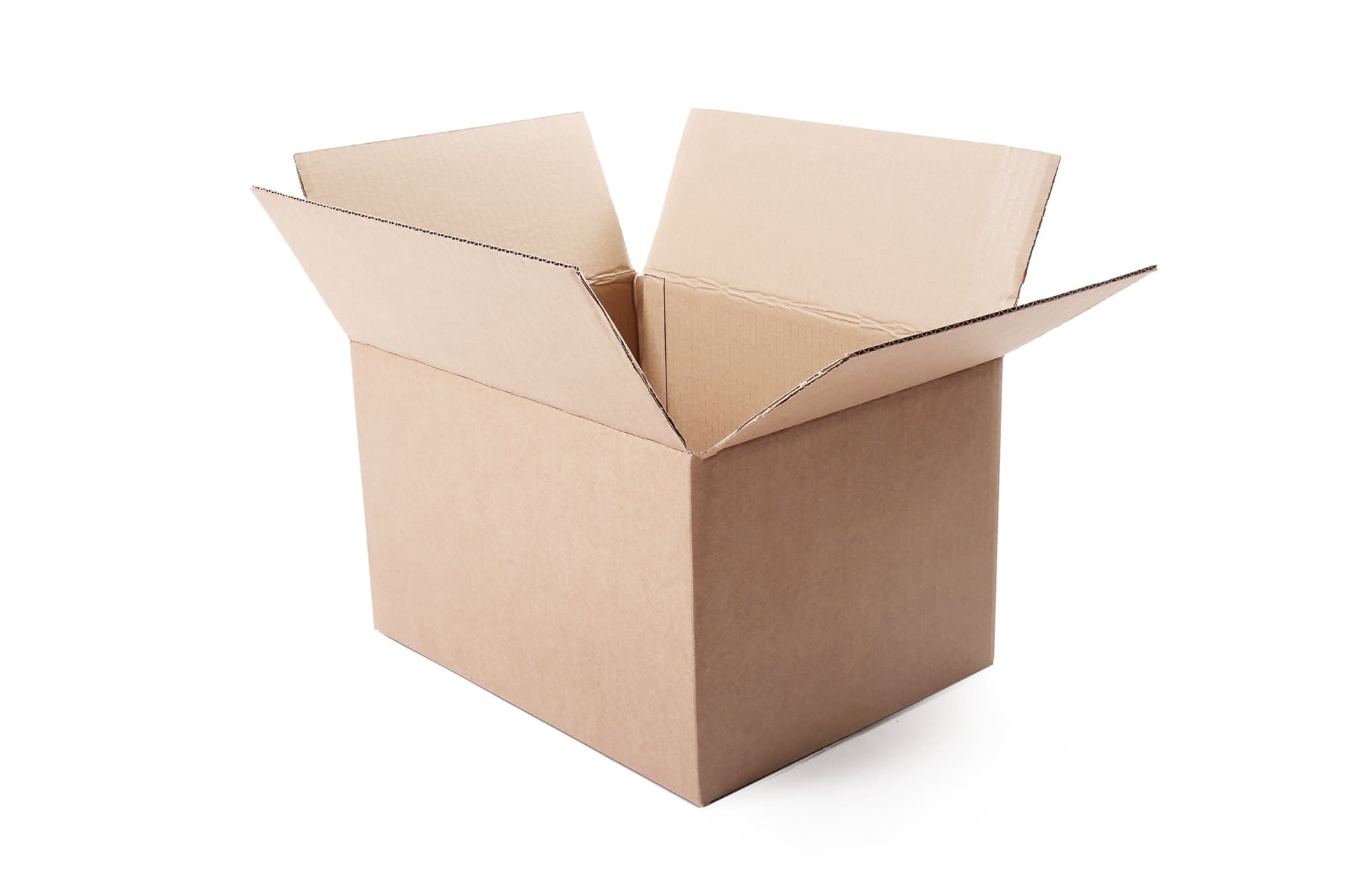 Caixa maleta de papelão com as abas abertas